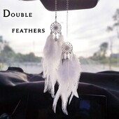 Dream Catcher auto kulons meitenēm ar spalvu spoguli piekarināms kulons Mājas dekors Lucky Car Ornaments Meiteņu auto salona aksesuāri
