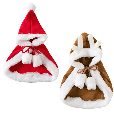 Smieklīgs kaķa Ziemassvētku kostīms Santa Cosplay Mājdzīvnieks Ziemassvētku apmetnis Saģērbt Apģērbs Silts Sarkans Šalle Apmetnis ar cepuri Mājdzīvnieku aksesuāri