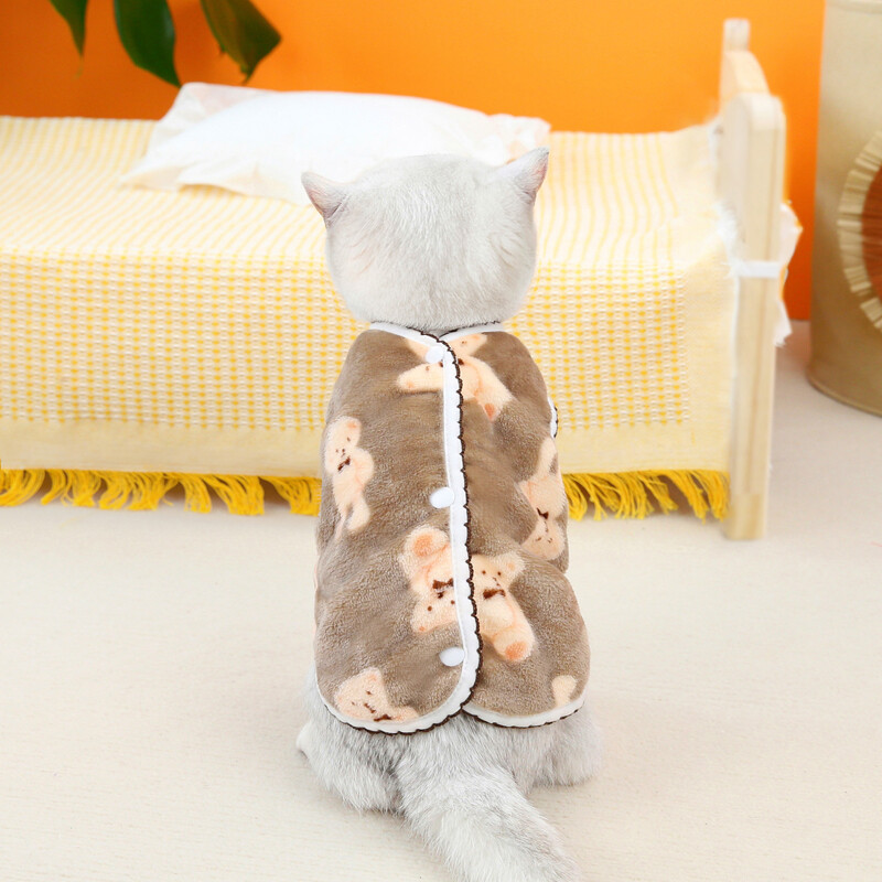 Kačių šunų striukė Liemenė Minkšta Patogūs žieminiai rūbai augintiniams mažiems šunims Šuniukui Kačiukui Šilti drabužiai Ragdoll-Cat Yorkies paltas Mopsas