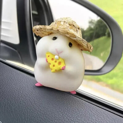 Miela lėlė šiaudinė kepurė žiurkėnas automobilio interjero aksesuarai naujas automobilio salono pakabukas centrinės konsolės apdaila automobilio apdaila