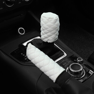 2 rinkiniai PU odos stereo siuvinėjimas automobilio rankinio stabdžio dangtelio rankenos komplektas mechaninės pavaros bendrosios automobilių reikmenys