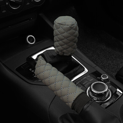 2 rinkiniai PU odos stereo siuvinėjimas automobilio rankinio stabdžio dangtelio rankenos komplektas mechaninės pavaros bendrosios automobilių reikmenys