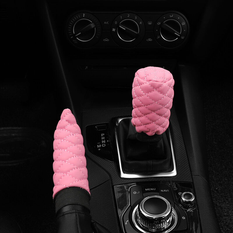 2 rinkiniai PU odos stereo siuvinėjimas automobilio rankinio stabdžio dangtelio rankenos komplektas mechaninės pavaros bendrosios automobilių reikmenys