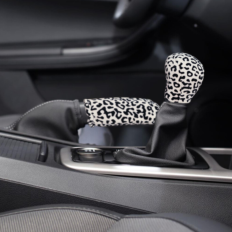 Automobilio pavarų perjungimo rankenėlės antkakliai rankinių stabdžių rankenos dangtelio apsauga nuo slydimo rinkinys pliušinis leopardas, vidaus apdaila, automobilių priedai