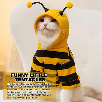 Στολή Cat Bee Μαλακά ρούχα για διακοπές Cosplay ζεστά ρούχα για κατοικίδια Bee αποκριάτικες κουκούλες φθινοπώρου Χειμώνας ζεστά ρούχα για αξεσουάρ για κατοικίδια