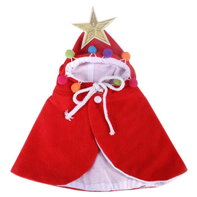 Costum de mantie de pisică de Crăciun Haine de Crăciun pentru animale de companie cu stea și pompoane Costum de pisică de Crăciun Pălărie de Moș Crăciun pentru câini mici și pisici Pisicuță