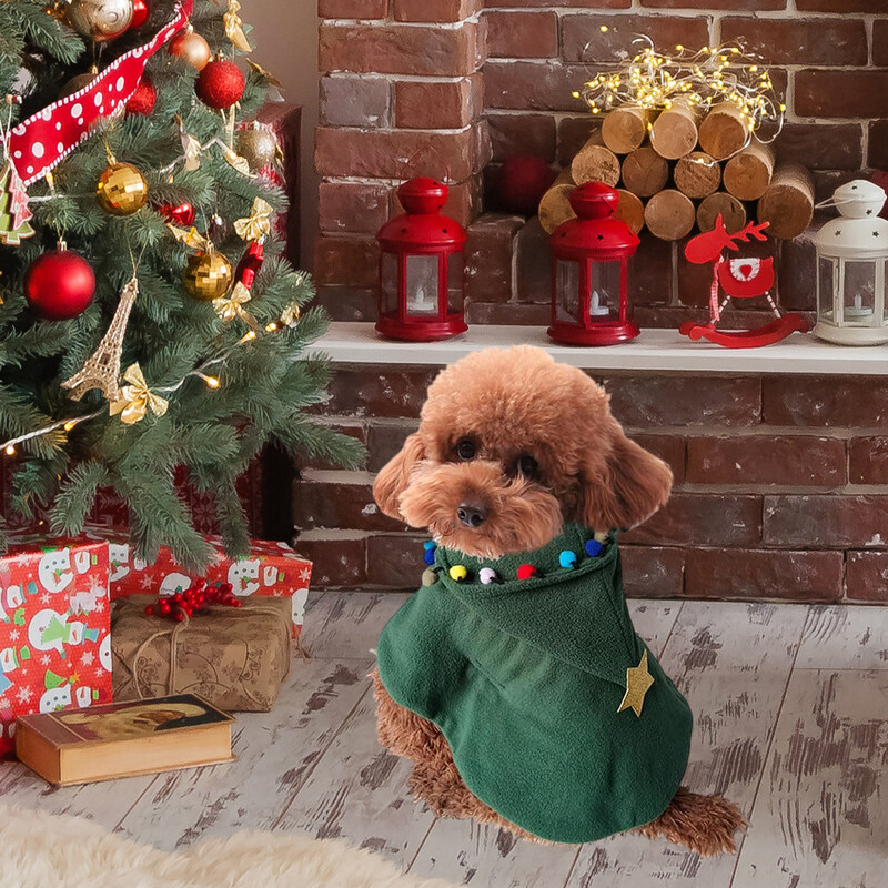 Costum de mantie de pisică de Crăciun Haine de Crăciun pentru animale de companie cu stea și pompoane Costum de pisică de Crăciun Pălărie de Moș Crăciun pentru câini mici și pisici Pisicuță