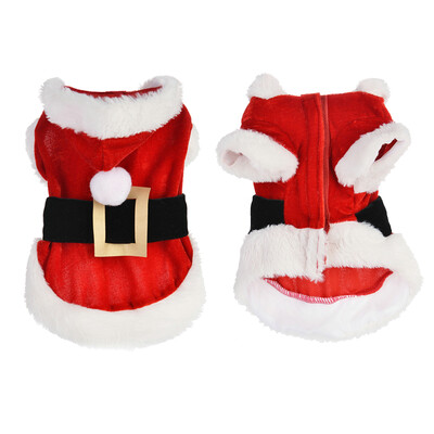 1 gab. Kaķa Ziemassvētku kostīms Apģērbs Ziemas jaka ar kapuci kucēna mētelis Ziemassvētku vecīša tērpi Pet Kitty Ziemassvētku Jaungada pārģērbšanās ballītes dāvana