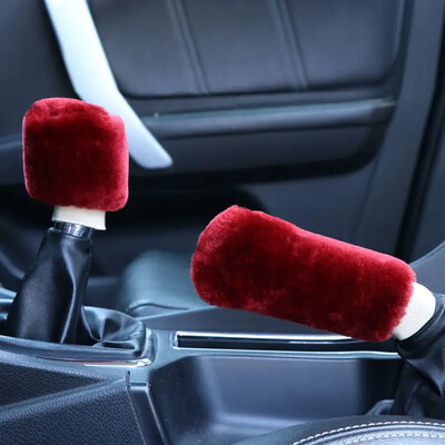Jaunas automašīnas rokas bremžu roktura pārsegi pārnesumu pārslēgšanas kloķa vāka rokturis plīša uzmava Ziemas mīksta silta rokas bremze salona pārnesumu pārslēgšanas apkakles