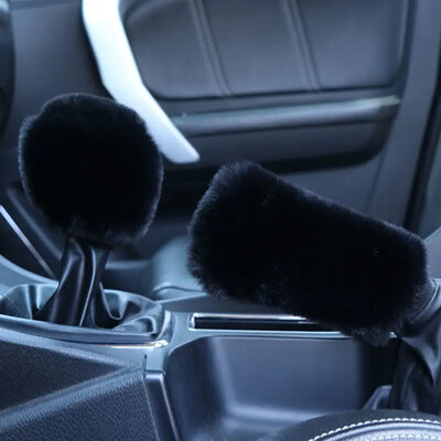 Jaunas automašīnas rokas bremžu roktura pārsegi pārnesumu pārslēgšanas kloķa vāka rokturis plīša uzmava Ziemas mīksta silta rokas bremze salona pārnesumu pārslēgšanas apkakles