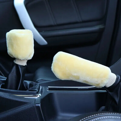 Jaunas automašīnas rokas bremžu roktura pārsegi pārnesumu pārslēgšanas kloķa vāka rokturis plīša uzmava Ziemas mīksta silta rokas bremze salona pārnesumu pārslēgšanas apkakles