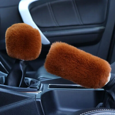 Jaunas automašīnas rokas bremžu roktura pārsegi pārnesumu pārslēgšanas kloķa vāka rokturis plīša uzmava Ziemas mīksta silta rokas bremze salona pārnesumu pārslēgšanas apkakles