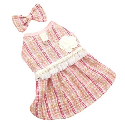 1 set rochie pentru animale de companie cu fundă, decor floral perle artificiale, câini drăguți, pisici, rochie prințesă, accesorii pentru animale de companie