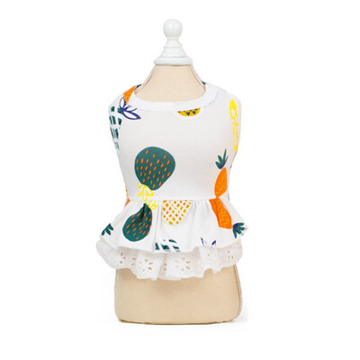 Rochie de vară din bumbac pentru pisici Fusta drăguț ananas imprimeu cireșe haine pentru animale de companie Rochii pentru pisici Sphynx Dog kedi elbisesi ropa para gatos