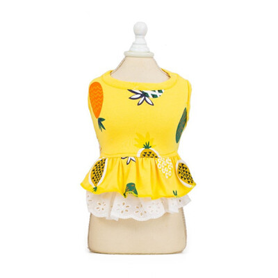 Rochie de vară din bumbac pentru pisici Fusta drăguț ananas imprimeu cireșe haine pentru animale de companie Rochii pentru pisici Sphynx Dog kedi elbisesi ropa para gatos