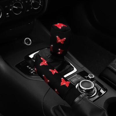 2-daļīgs Butterfly auduma zibspuldze Blingbling automašīnas rokas bremžu komplekts Roktura komplekts manuālais pārnesums Vispārīgi automobiļu piederumi