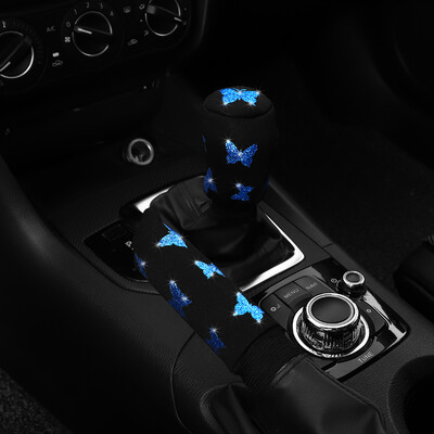 2-daļīgs Butterfly auduma zibspuldze Blingbling automašīnas rokas bremžu komplekts Roktura komplekts manuālais pārnesums Vispārīgi automobiļu piederumi