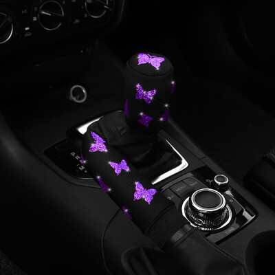 2-daļīgs Butterfly auduma zibspuldze Blingbling automašīnas rokas bremžu komplekts Roktura komplekts manuālais pārnesums Vispārīgi automobiļu piederumi