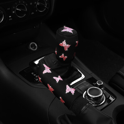 2-daļīgs Butterfly auduma zibspuldze Blingbling automašīnas rokas bremžu komplekts Roktura komplekts manuālais pārnesums Vispārīgi automobiļu piederumi