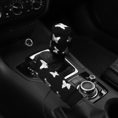 2-daļīgs Butterfly auduma zibspuldze Blingbling automašīnas rokas bremžu komplekts Roktura komplekts manuālais pārnesums Vispārīgi automobiļu piederumi