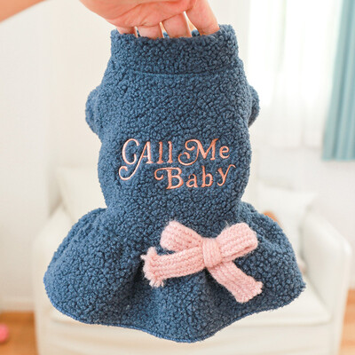 Šerpa flīsa suņu kleita, bieza silta kucēnu džemperkleita maziem suņiem, suņu ziemas apģērbi Yorkie Chihuahua mājdzīvnieku apģērbs