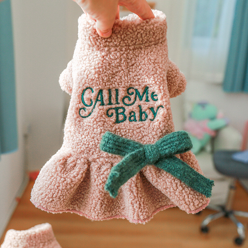 Šerpa flīsa suņu kleita, bieza silta kucēnu džemperkleita maziem suņiem, suņu ziemas apģērbi Yorkie Chihuahua mājdzīvnieku apģērbs