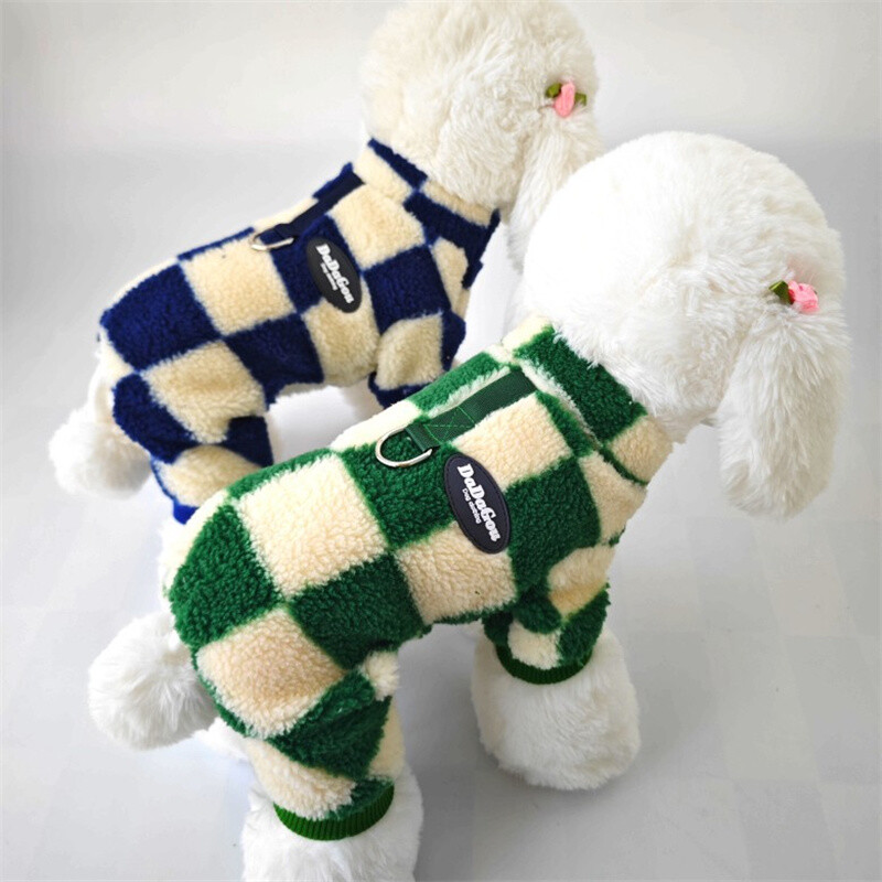 Őszi téli macska kutya jumpsuit klasszikusok Kockás kisállat pizsama kis kutyáknak macskák Shih Tzu tacskó kölyök cica ruházat pulóverek