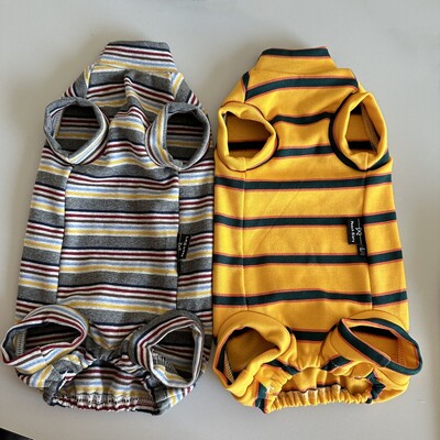 Pilkas dryžuotas medvilninis kombinezonas Sfinkso katei trumpomis rankovėmis pilvo šiltas paltas Devon Rex Minkšti apatiniai marškinėliai kačiukams rudenį