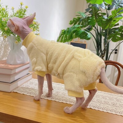 Pulover cu gât rotic pentru pisici Sphynx, cald și elegant, haine pentru pisici, haine moale de iarnă, îngroșare, dulci, salopetă fleece pentru pisoi