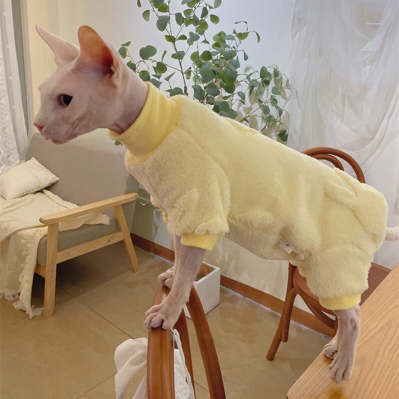 Pulover cu gât rotic pentru pisici Sphynx, cald și elegant, haine pentru pisici, haine moale de iarnă, îngroșare, dulci, salopetă fleece pentru pisoi