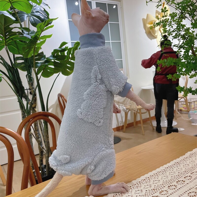 Pulover cu gât rotic pentru pisici Sphynx, cald și elegant, haine pentru pisici, haine moale de iarnă, îngroșare, dulci, salopetă fleece pentru pisoi
