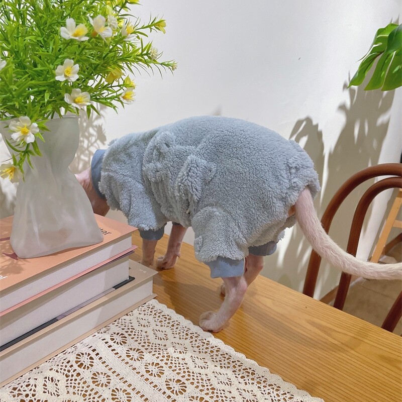 Pulover cu gât rotic pentru pisici Sphynx, cald și elegant, haine pentru pisici, haine moale de iarnă, îngroșare, dulci, salopetă fleece pentru pisoi