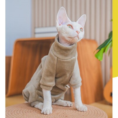 Sphnyx rūbai katėms, storas vilnonis paltas ilgomis rankovėmis megztinis kačiukams 4 kojų poilsio drabužiai kačiukams žiemą