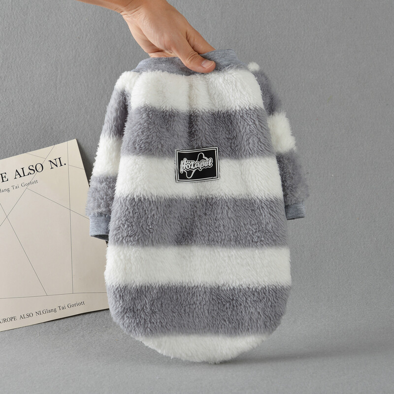 Rudeniniai žieminiai katės rūbai dryžuoti Minkšti jaukūs šilti megztiniai mažiems šunims katėms kačiukams vilnos megztinis šuniuko kostiumas mopsas