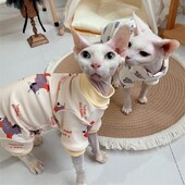 Îmbrăcăminte pentru pisici, moale, călduroasă, cu 4 picioare, hanorac din desene animate pentru pisici fără păr, toamnă iarnă, subpar din bumbac pentru rechizite pentru pisici Devon Sphynx