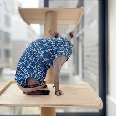 Sphinx Vestă pentru pisici fără păr PJ-uri haine pisici cu literă completă moale Vară Tank Top cu patru picioare A-Class Cool Fabric haine salopete pentru pisici