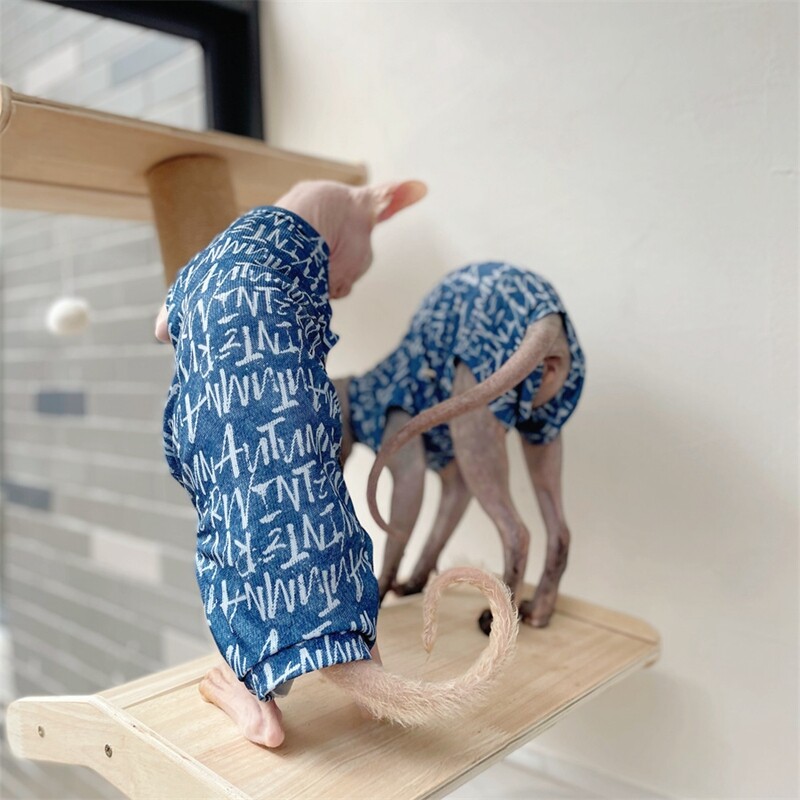 Sphinx Vestă pentru pisici fără păr PJ-uri haine pisici cu literă completă moale Vară Tank Top cu patru picioare A-Class Cool Fabric haine salopete pentru pisici