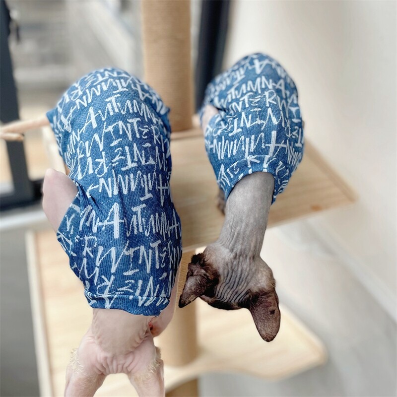 Sphinx Vestă pentru pisici fără păr PJ-uri haine pisici cu literă completă moale Vară Tank Top cu patru picioare A-Class Cool Fabric haine salopete pentru pisici