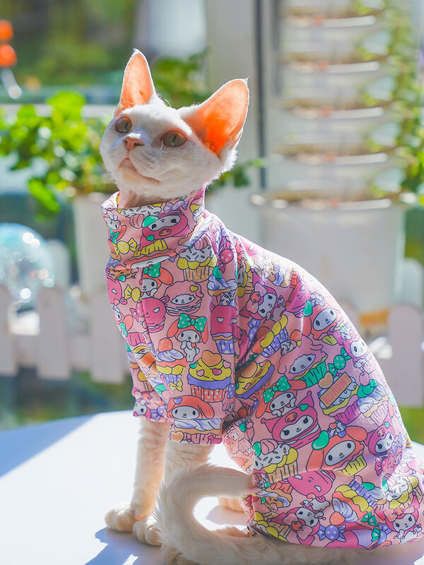 Sphynx Cat haină caldă în primăvară haine pentru pisici fără păr Salopetă moale cu gât țesut din bumbac pentru Devon Rex Hanorac dulce pentru pisoi