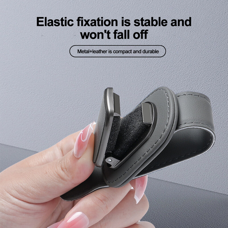 Suport universal pentru ochelari pentru mașină Suport ochelari din piele Suport magnetic multifuncțional Suport pentru parasolar auto Accesorii interioare auto