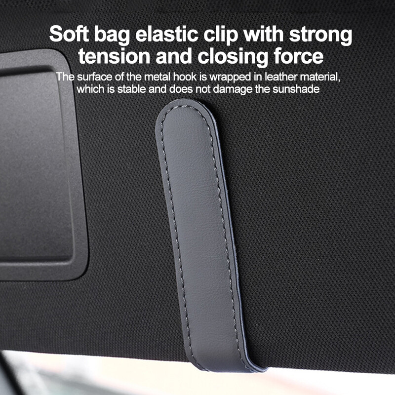 Suport universal pentru ochelari pentru mașină Suport ochelari din piele Suport magnetic multifuncțional Suport pentru parasolar auto Accesorii interioare auto