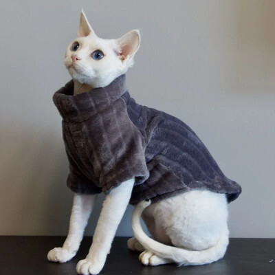 Pulover nou Sphynx pentru pisici Cămașă moale pentru bebeluși cu două picioare pentru pisica fără păr, iarnă, caldă, de culoare solidă, cornish, haine pentru pisoi de companie
