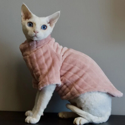 Pulover nou Sphynx pentru pisici Cămașă moale pentru bebeluși cu două picioare pentru pisica fără păr, iarnă, caldă, de culoare solidă, cornish, haine pentru pisoi de companie