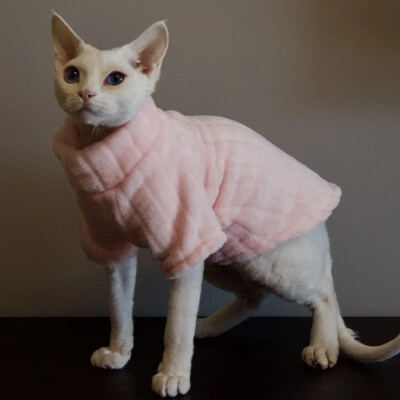 Pulover nou Sphynx pentru pisici Cămașă moale pentru bebeluși cu două picioare pentru pisica fără păr, iarnă, caldă, de culoare solidă, cornish, haine pentru pisoi de companie