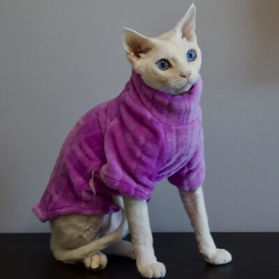 Pulover nou Sphynx pentru pisici Cămașă moale pentru bebeluși cu două picioare pentru pisica fără păr, iarnă, caldă, de culoare solidă, cornish, haine pentru pisoi de companie