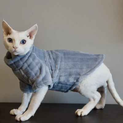 Pulover nou Sphynx pentru pisici Cămașă moale pentru bebeluși cu două picioare pentru pisica fără păr, iarnă, caldă, de culoare solidă, cornish, haine pentru pisoi de companie
