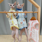 Jachetă de iarnă din bumbac groasă de desene animate pentru pisică Sphynx Toamnă Caldă drăguță haină galbenă pentru pisoi Roz Albastru Imbracaminte de relaxare pentru Devon Rex