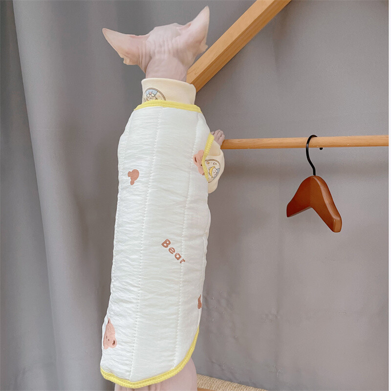 Jachetă de iarnă din bumbac groasă de desene animate pentru pisică Sphynx Toamnă Caldă drăguță haină galbenă pentru pisoi Roz Albastru Imbracaminte de relaxare pentru Devon Rex