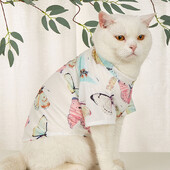 Mājdzīvnieku pulovers ar divām kājām, foršs krekls, apdrukāts ar tauriņu, suņu un kaķu apģērbi, mājdzīvnieku apģērbi, mājdzīvnieku aksesuāri