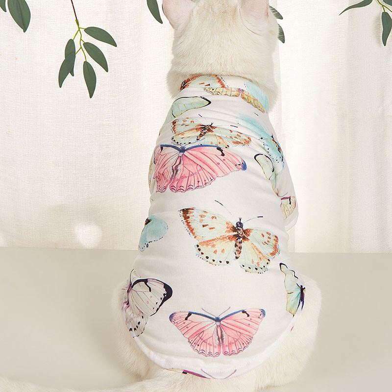 Mājdzīvnieku pulovers ar divām kājām, foršs krekls, apdrukāts ar tauriņu, suņu un kaķu apģērbi, mājdzīvnieku apģērbi, mājdzīvnieku aksesuāri